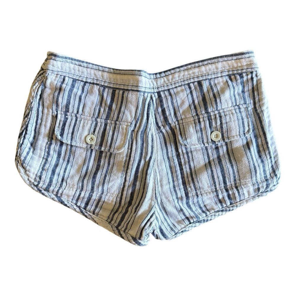 Free People Casual Stripe Short Shorts Coastal Cotton Off-White Blue Women's 4 - Picture 3 of 9